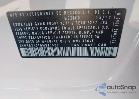 2013 Volkswagen Jetta Gli Autobahn W/Nav из США, поврежденный, VIN 3VW4A7AJ1DM373529